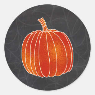 Sticker Rond Chalk Citrouille d'automne de l'Orange brillant