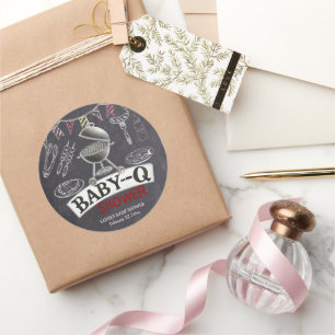 Sticker Rond Chalkboard Baby-Q Grill Baby shower