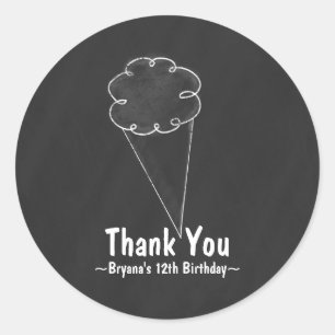 Sticker Rond Chalkboard Crème glacée Anniversaire Fête Favorise