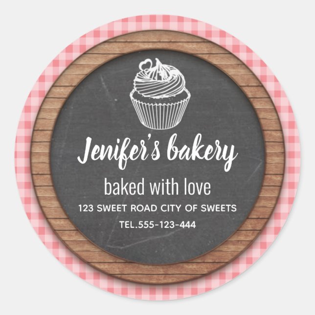 Sticker Rond Chalkboard cupcakes et friandises maison (Devant)