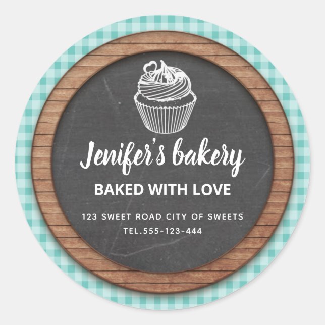 Sticker Rond Chalkboard cupcakes et friandises maison (Devant)