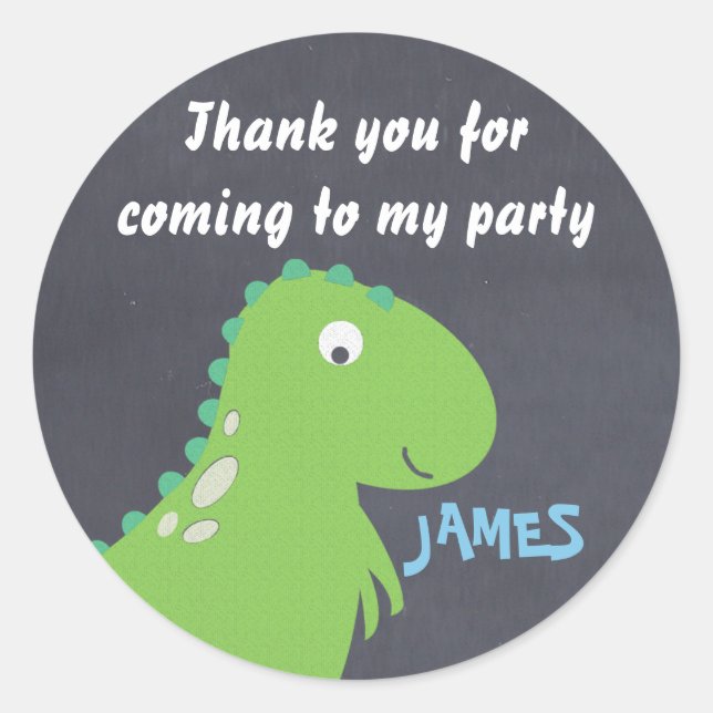 Sticker Rond Chalkboard Dinosaur Anniversaire (Devant)