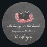 Sticker Rond Chalkboard drôle chat amour couple merci<br><div class="desc">Chalkboard tendance drôle chat amour couple merci sticker.</div>