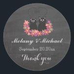 Sticker Rond Chalkboard drôle chat amour couple merci<br><div class="desc">Chalkboard tendance drôle chat amour couple merci sticker.</div>