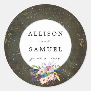 Sticker Rond Chalkboard Gold Argent Stars Mariage Constellation