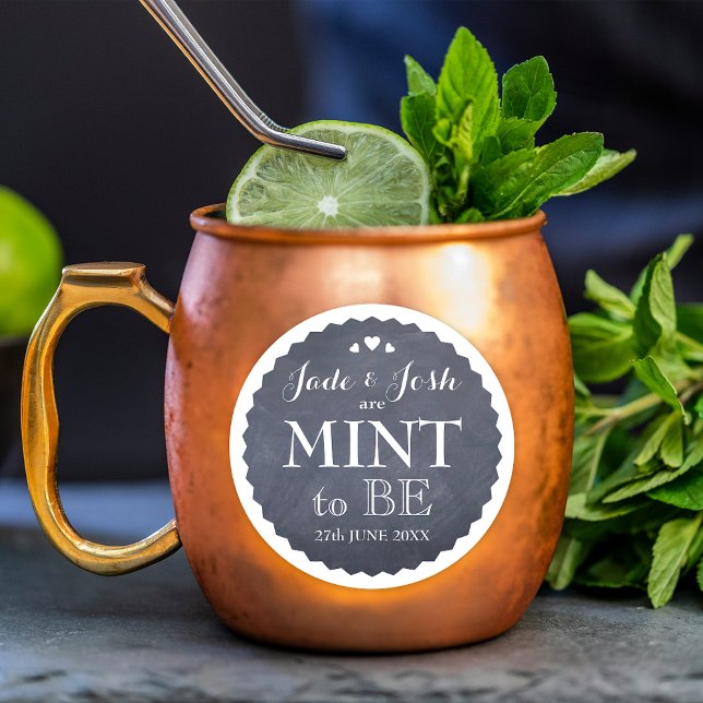 Sticker Rond Chalkboard Hearts Mariage Mint Favoriser Round (Créateur téléchargé)