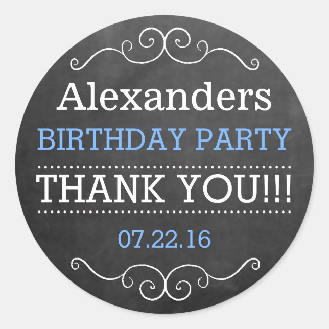Sticker Rond Chalkboard Look - fête d'anniversaire (Devant)