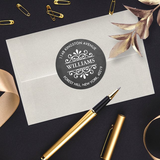 Sticker Rond Chalkboard Orneleurs Fils Personnalisés Adresse de (Créateur téléchargé)