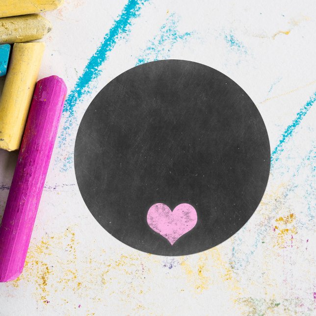 Sticker Rond Chalkboard Rustique Shabby Chic Rose Chalk Coeur (Créateur téléchargé)