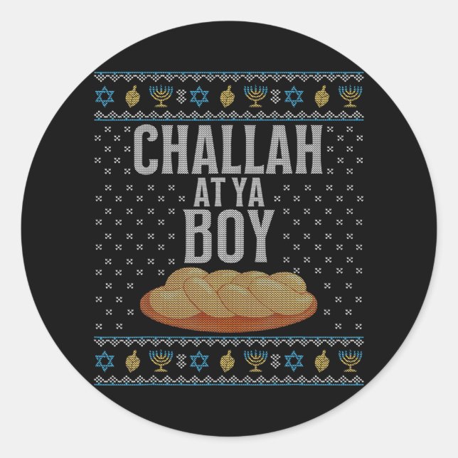Sticker Rond Challah À Ya Boy Drôle Mauvais Hanoukka Juif (Devant)
