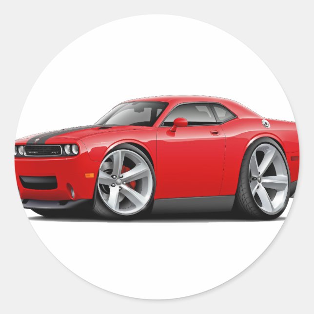 Sticker Rond Challenger SRT8 rouge-noir (Devant)