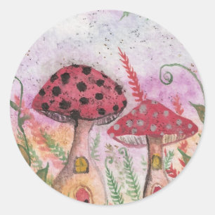 Sticker Rond Chambres de champignon