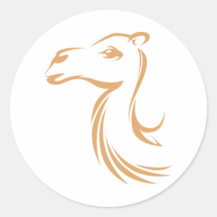 Sticker Rond Chameau en style dessin désiré