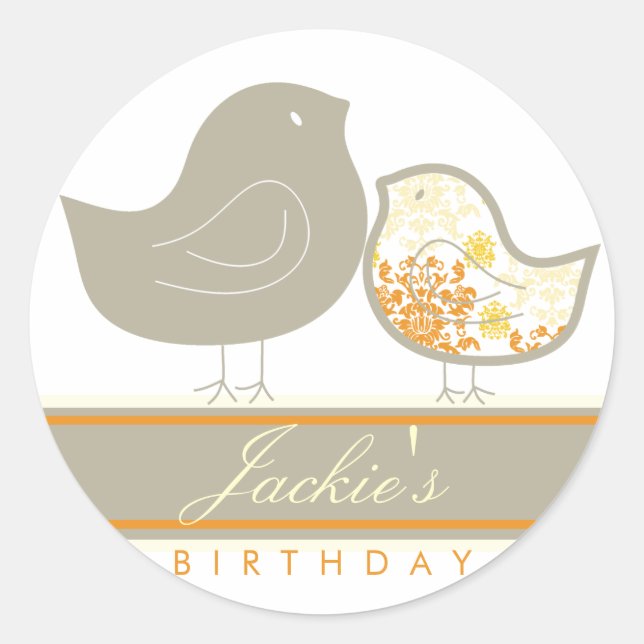 Sticker Rond Chameçon de fête d'anniversaire pour les poulets d (Devant)