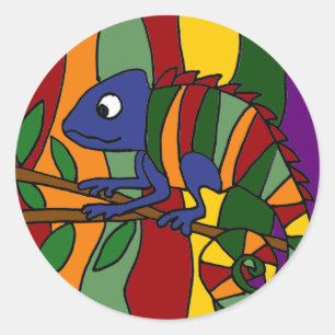 Sticker Rond Chameleon coloré Abstrait