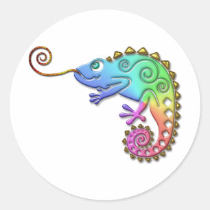 Sticker Rond Chameleon couleur cool