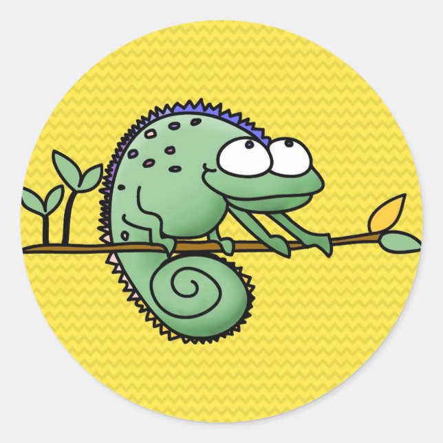 Sticker Rond Chameleon Cute Funny (Devant)