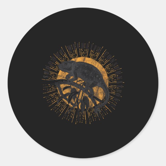 Sticker Rond Chameleon Wildlife Conservation Animal Reptile Lov (Devant)