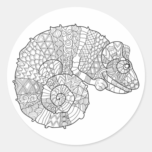 Sticker Rond Chameleon Zendoodle (Devant)