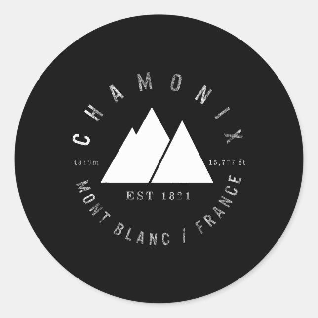 Sticker Rond Chamonix Valley Mont Blanc France Ski Snowboard (Devant)
