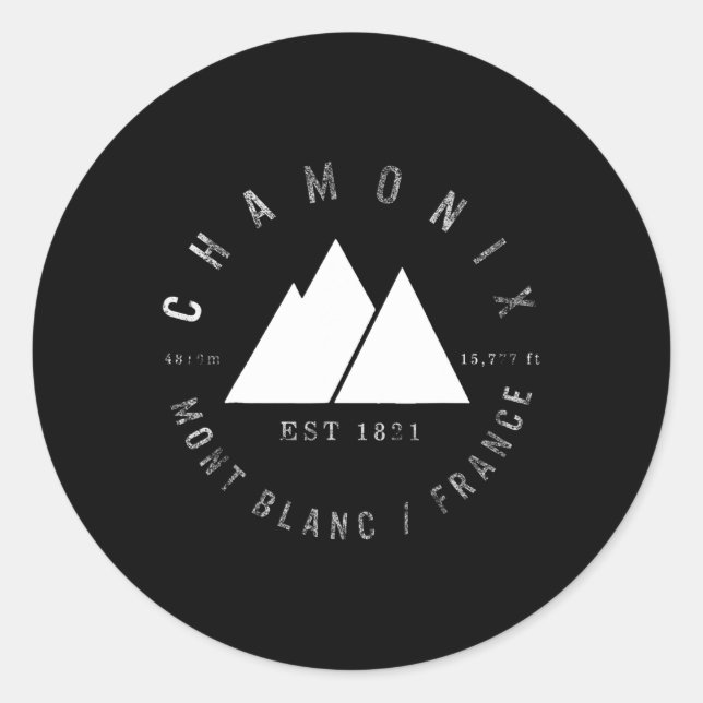 Sticker Rond Chamonix Valley Mont Blanc France Ski Snowboard (Devant)