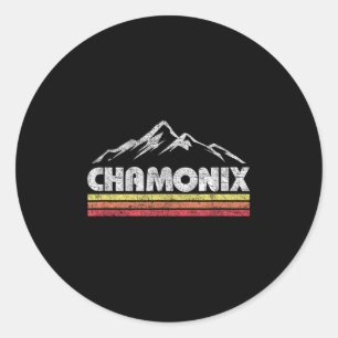 Sticker Rond Chamonix vintage Retro Mountain Mens Femen Souven