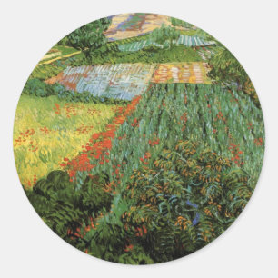 Sticker Rond Champ aux coquelicots par Vincent van Gogh