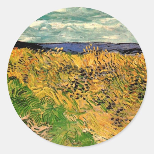 Sticker Rond Champ de blé aux bleuets de Vincent van Gogh (Devant)