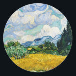 Sticker Rond Champ de blé Van Gogh avec Cyprès. Impressionnisme<br><div class="desc">Van Gogh "Champ de blé avec Cyprès" autocollant.</div>