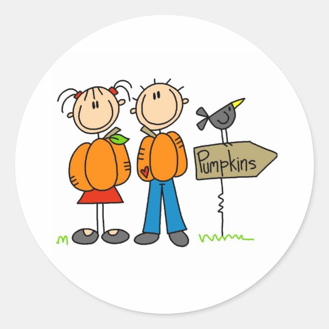 Sticker Rond Champ de citrouilles (Devant)