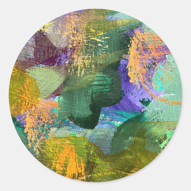 Sticker Rond Champ de fleurs d'art abstrait (Devant)