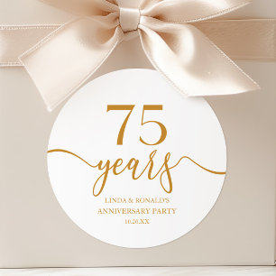 Sticker Rond Champagne Élégant 75e Anniversaire de Mariage