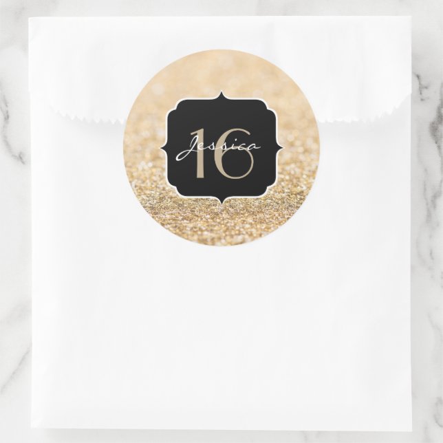 Sticker Rond Champagne or parties scintillant scintille Sweet 1 (Sac)