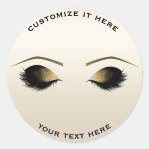 Sticker Rond Champagne Pearl Shimmer Maquillage Eyelashes Glam