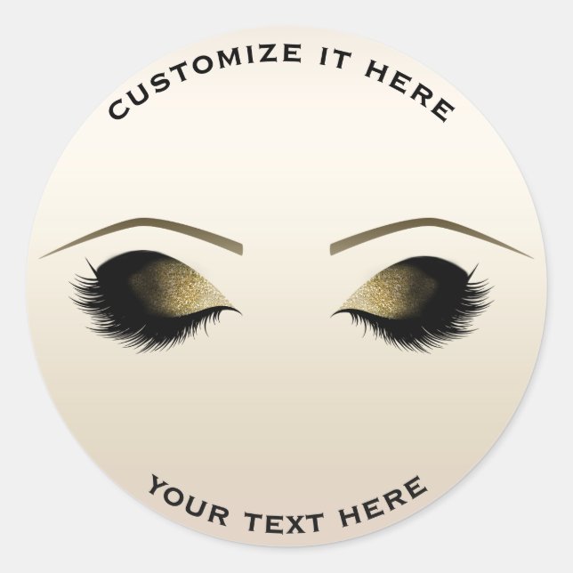 Sticker Rond Champagne Pearl Shimmer Maquillage Eyelashes Glam (Devant)