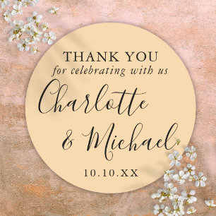 Sticker Rond Champagne Signature Mariage Faveur Merci
