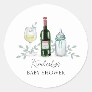 Sticker Rond Champagne verdoyante Sip & Voir Baby shower