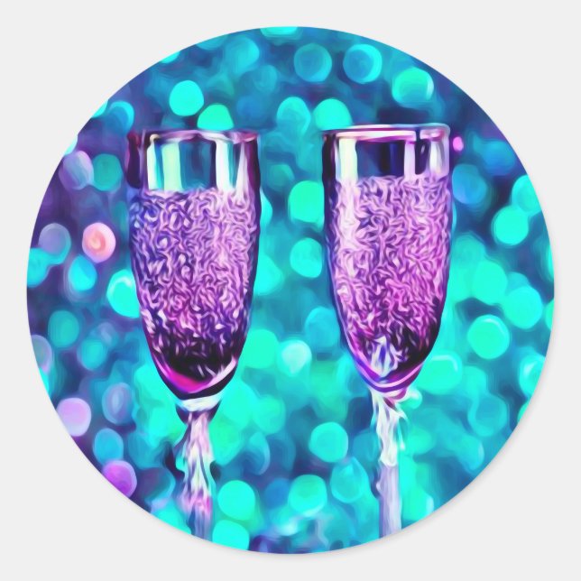 Sticker Rond Champagne Violet Clair (Devant)