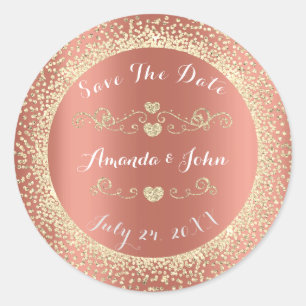 Sticker Rond Champaigne Rose Parties scintillant d'or Enregistr
