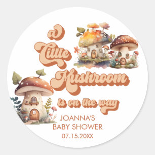 Sticker Rond Champignon Faveurs d'un Baby shower non sexiste