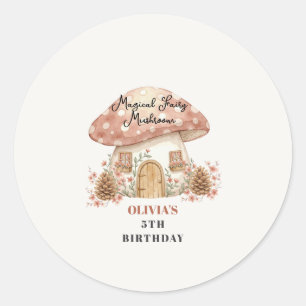 Sticker Rond Champignon Magique de Fée 5ème anniversaire