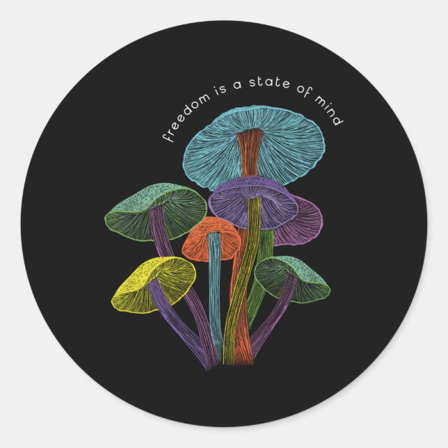 Sticker Rond Champignons Colorés D'Imagination (Devant)