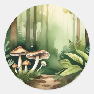Sticker Rond Champignons complexes avec lave-linge vert doux