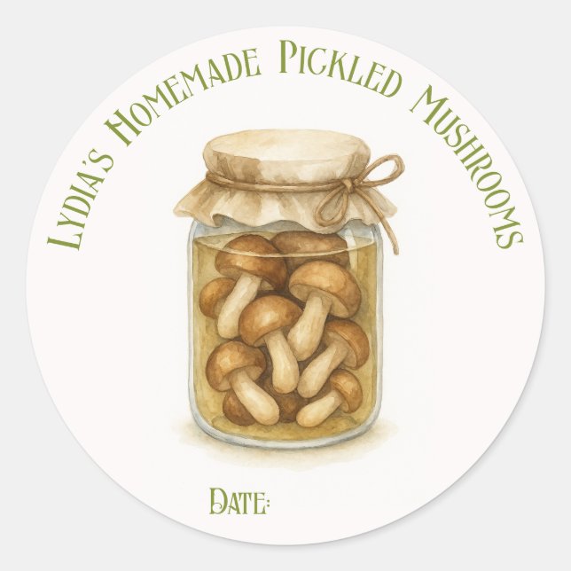 Sticker Rond Champignons cuits maison sur mesure (Devant)