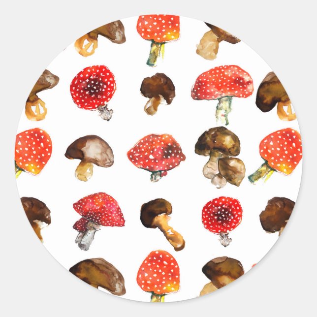 Sticker Rond Champignons d'aquarelle motif de chute (Devant)