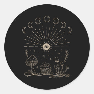 Sticker Rond Champignons Dark Academia Cristaux esthétiques Cot