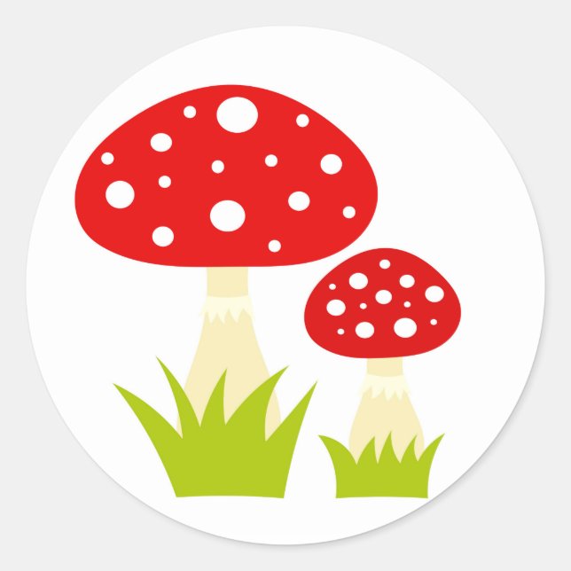 Sticker Rond Champignons de selles rouges (Devant)