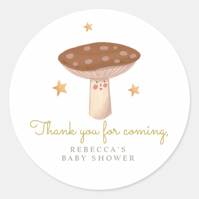 Sticker Rond Champignons des bois Balises cadeaux d'anniversair (Devant)