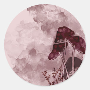 Sticker Rond Champignons du Neon Bourgogne