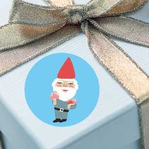 Sticker Rond Champignons Gnome mignon coloré et amusant